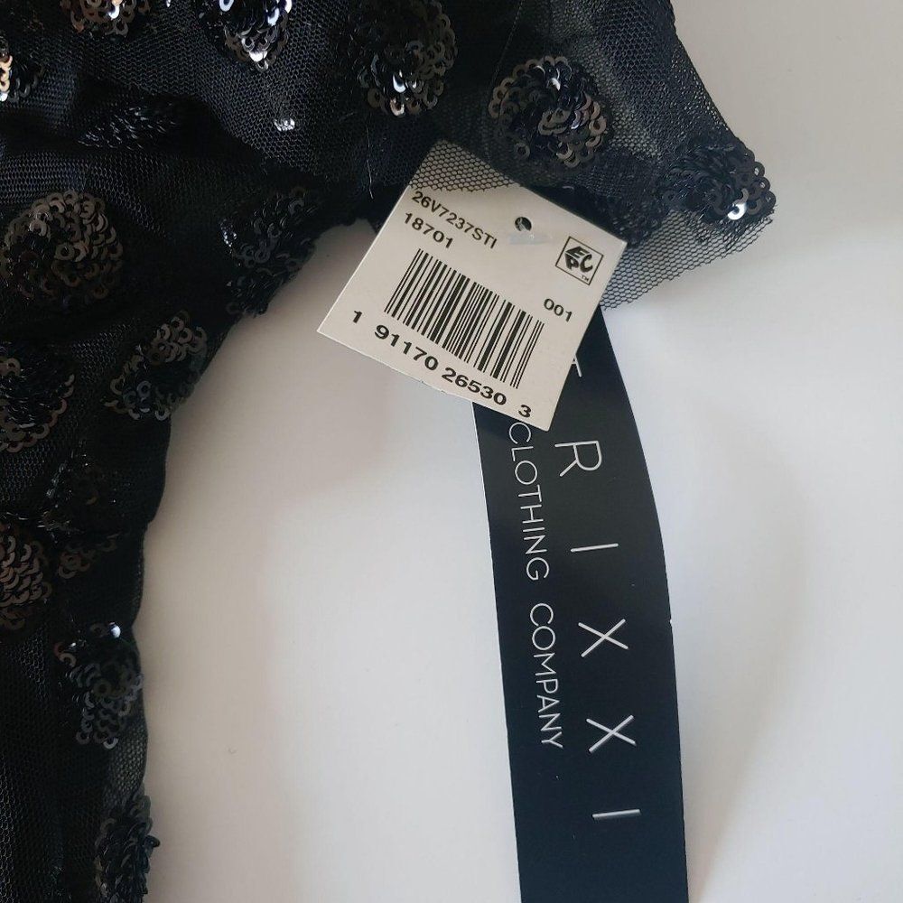 NWT Trixxi Black Sequin Polka Dot Flounce Mini Party Dress Junior 1 Y2K Glam - Picture 7 of 8